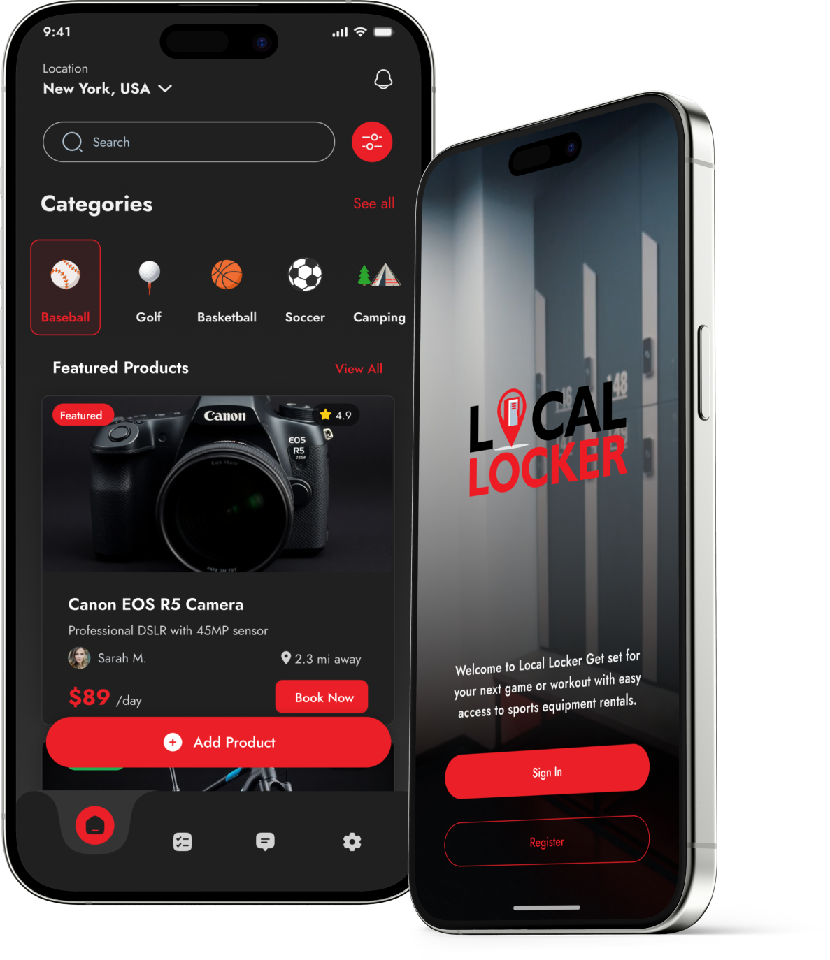 Local Locker app — browse gear and sign in